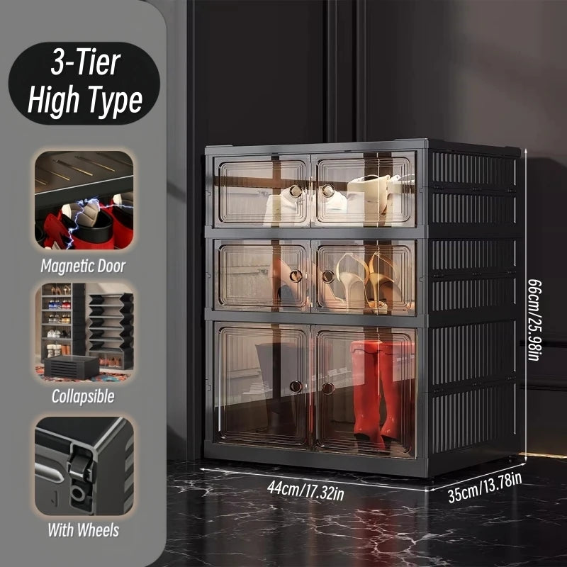 3/6-Layer Foldable Clear-Front Shoe Organizer