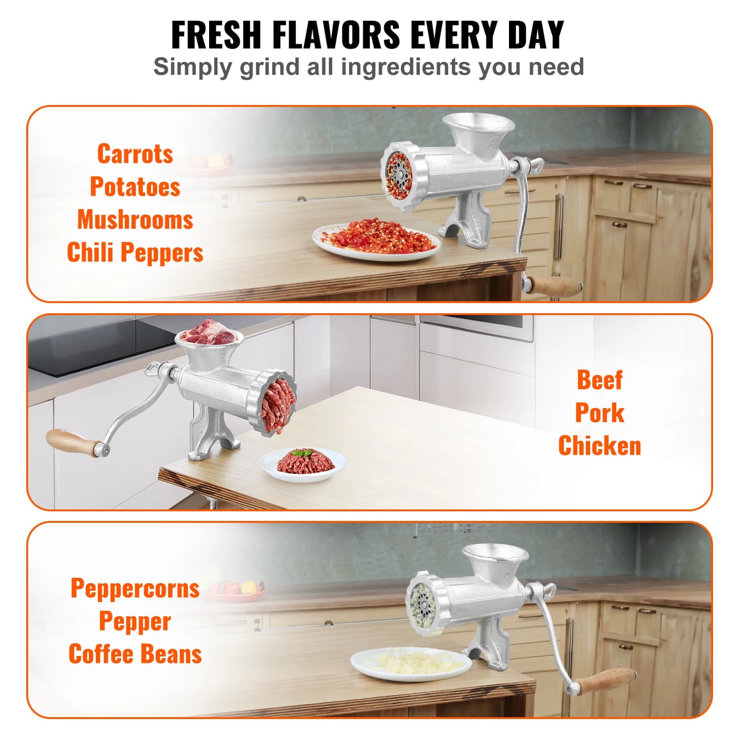 Heavy-Duty Manual Cast-Iron Meat Grinder