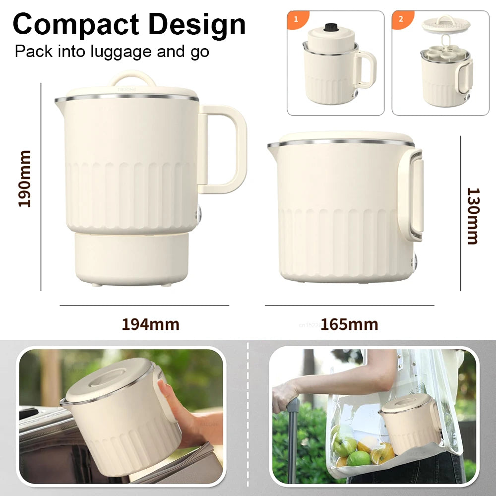 1-Liter Portable Electric Kettle with Steaming Rack