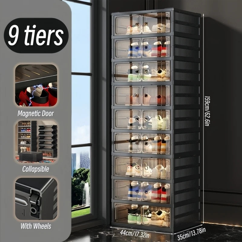 3/6-Layer Foldable Clear-Front Shoe Organizer