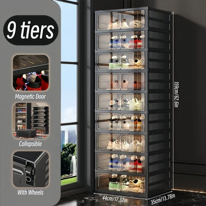 3/6-Layer Foldable Clear-Front Shoe Organizer