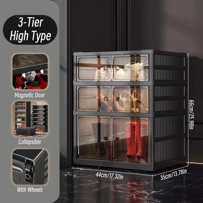 3/6-Layer Foldable Clear-Front Shoe Organizer
