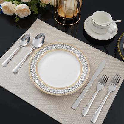 60-Piece Ribbed Stainless Steel Flatware Set