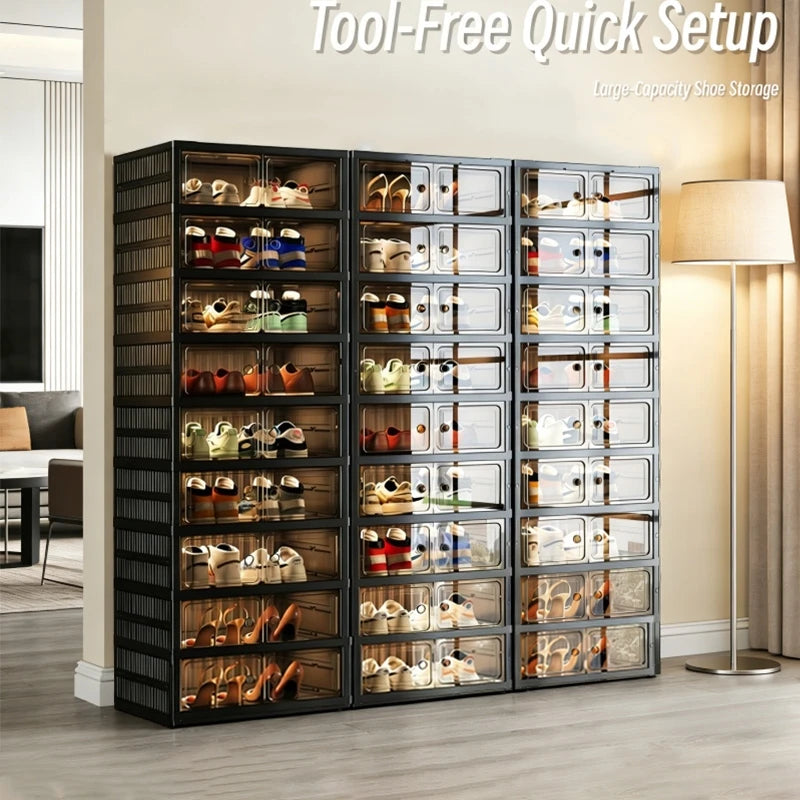 3/6-Layer Foldable Clear-Front Shoe Organizer
