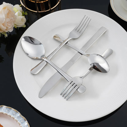 60-Piece Ribbed Stainless Steel Flatware Set