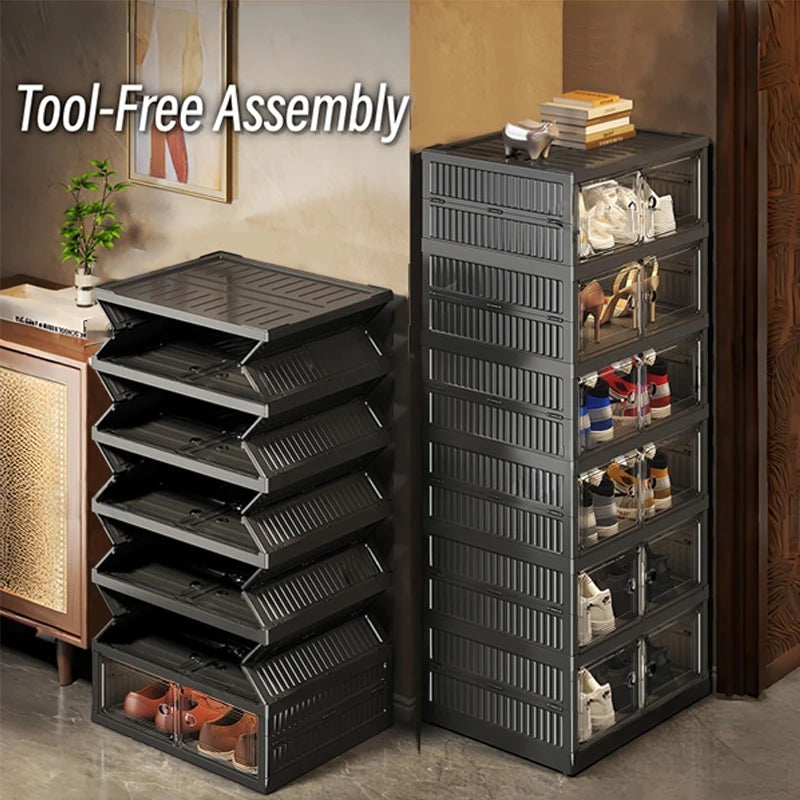 3/6-Layer Foldable Clear-Front Shoe Organizer