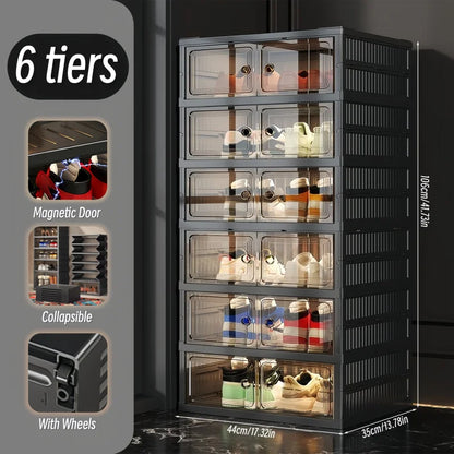 3/6-Layer Foldable Clear-Front Shoe Organizer