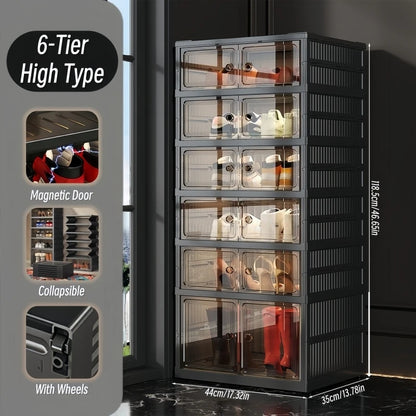 3/6-Layer Foldable Clear-Front Shoe Organizer