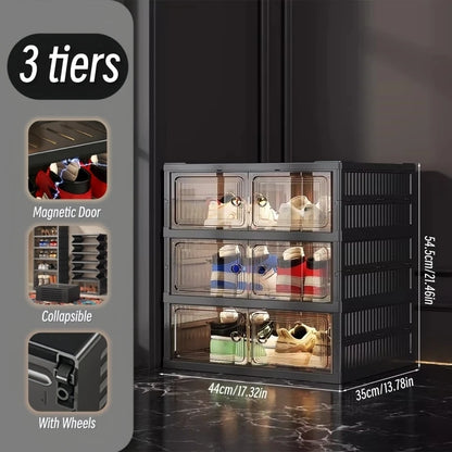3/6-Layer Foldable Clear-Front Shoe Organizer