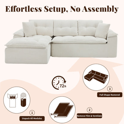 110-Inch Modular Chenille Sectional Sofa with Ottoman