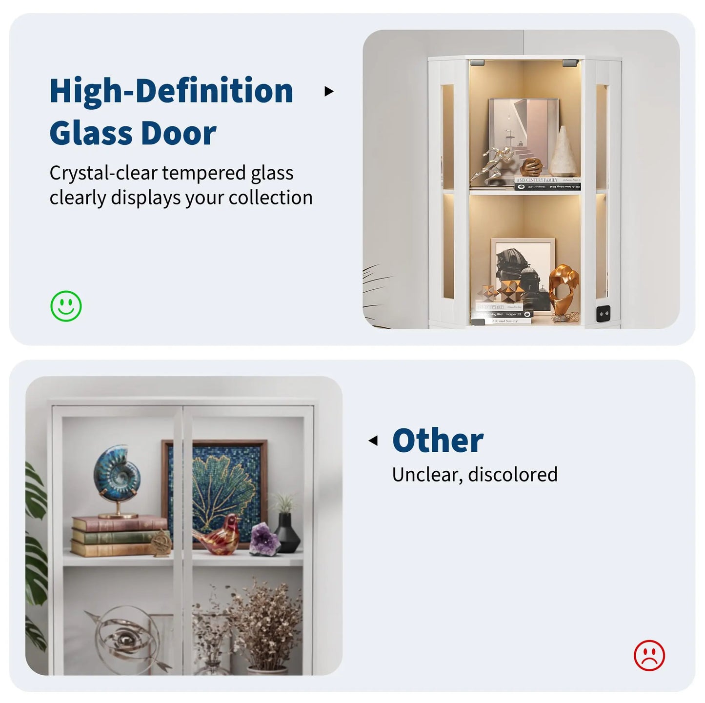 4-Tier Lighted Glass Display Cabinet