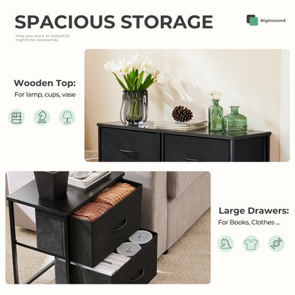 Set of 2 Fabric-Drawer Storage Cabinets