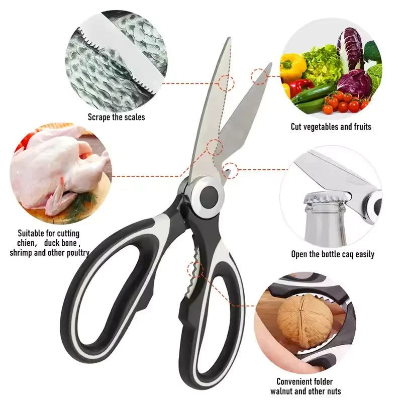 Heavy-Duty Stainless Steel Kitchen Scissors