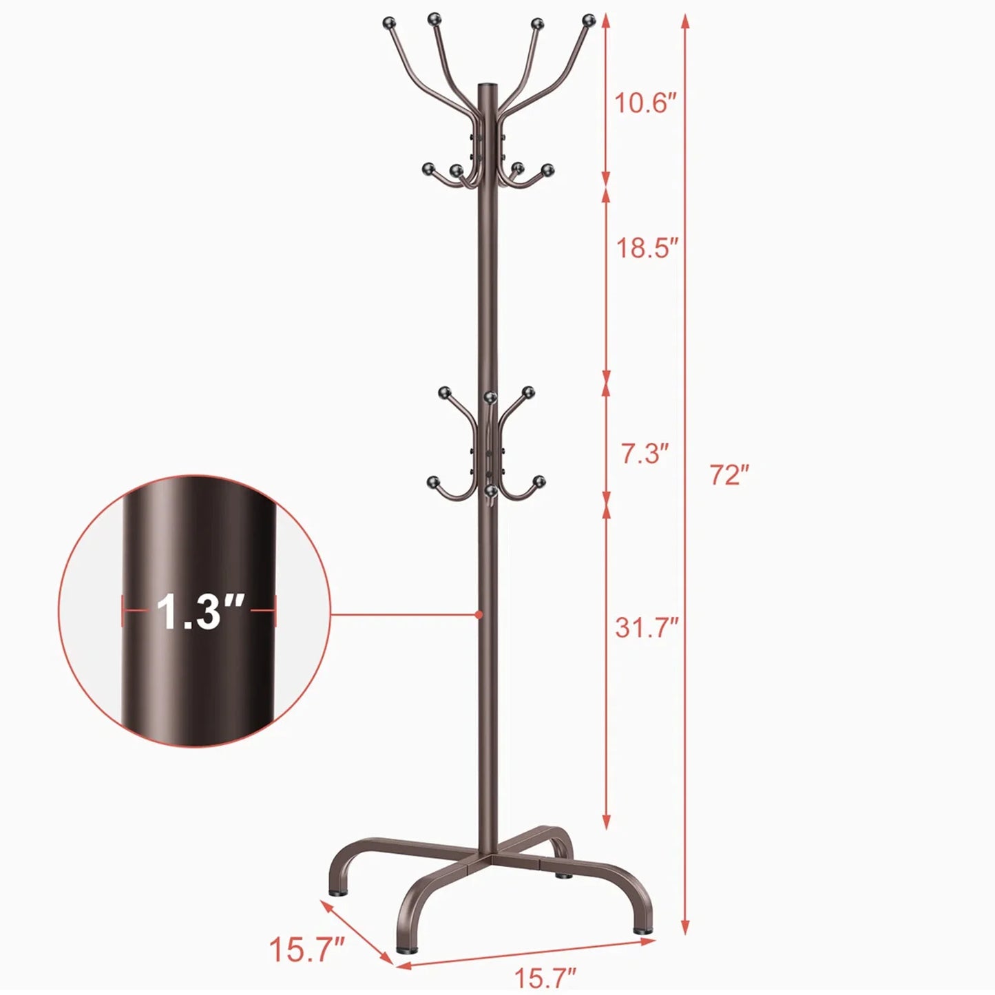 14-Hook Freestanding Metal Coat Rack