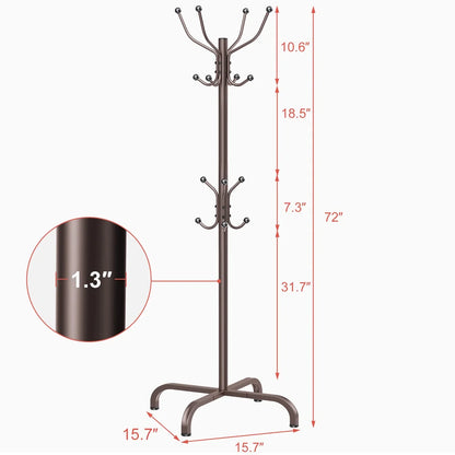 14-Hook Freestanding Metal Coat Rack