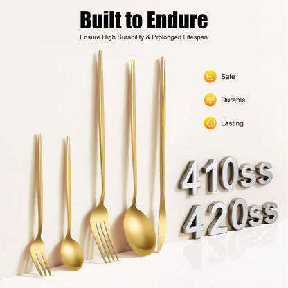90-Piece Gold Stainless Steel Flatware Set