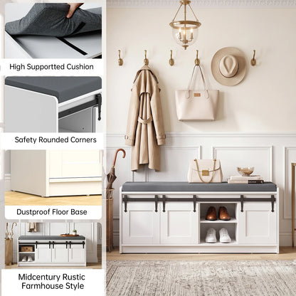 41.7-Inch Shoe Storage Bench with Cushioned Seat