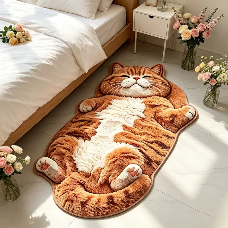 Cat-Shaped Plush Accent Rug