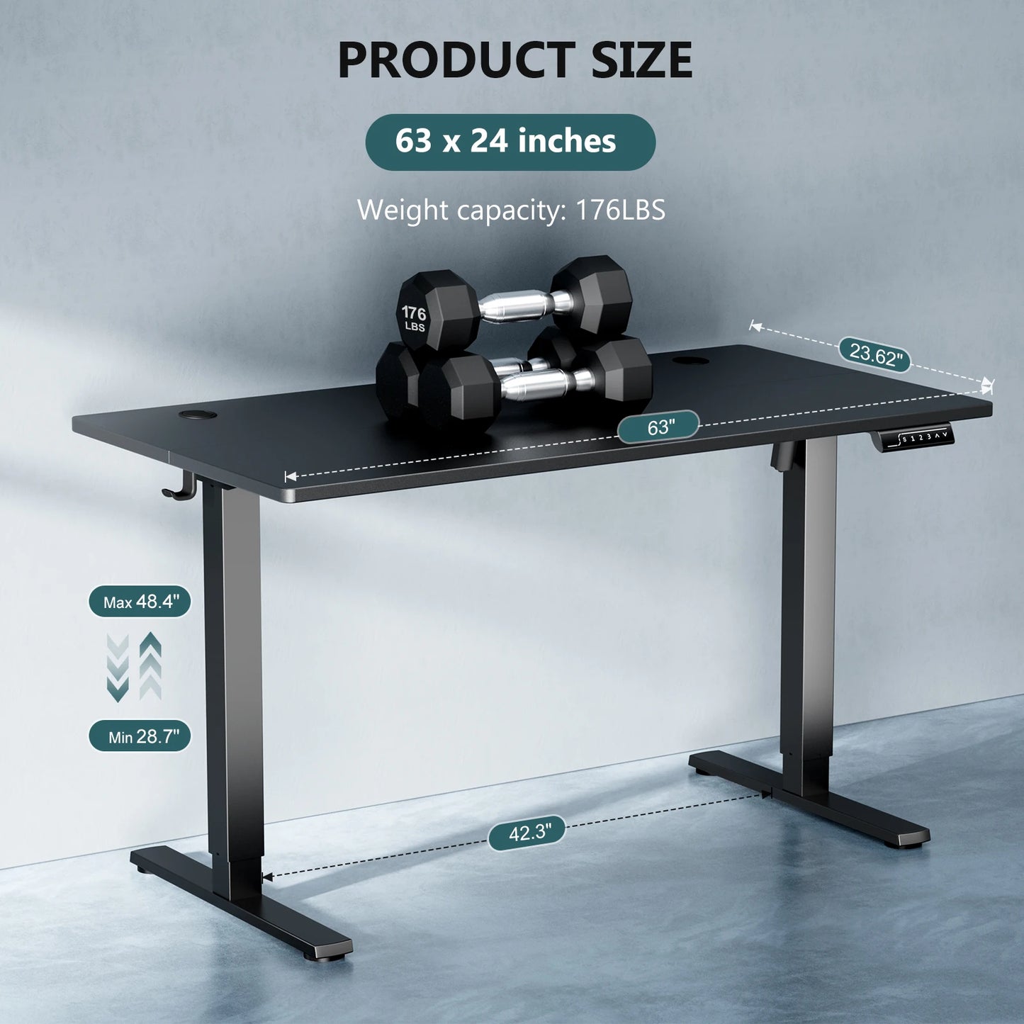 63 x 24-Inch Electric Standing Desk