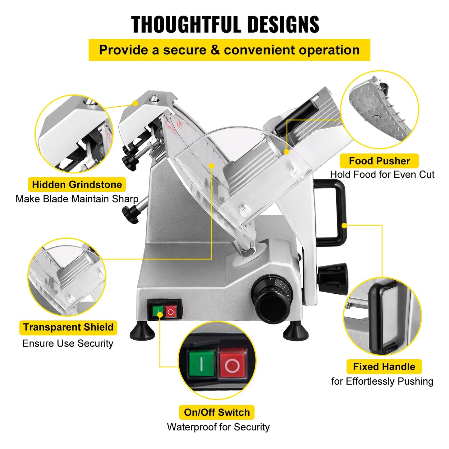 Adjustable 8/10-Inch Electric Meat Slicer