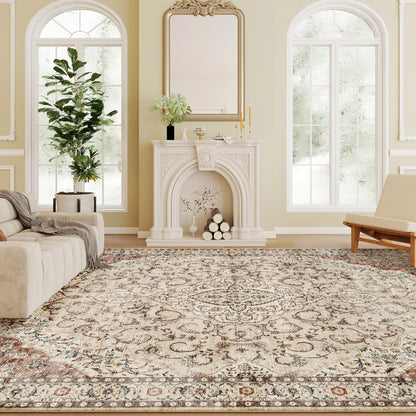 5 x 7-Foot Washable Vintage Medallion Area Rug
