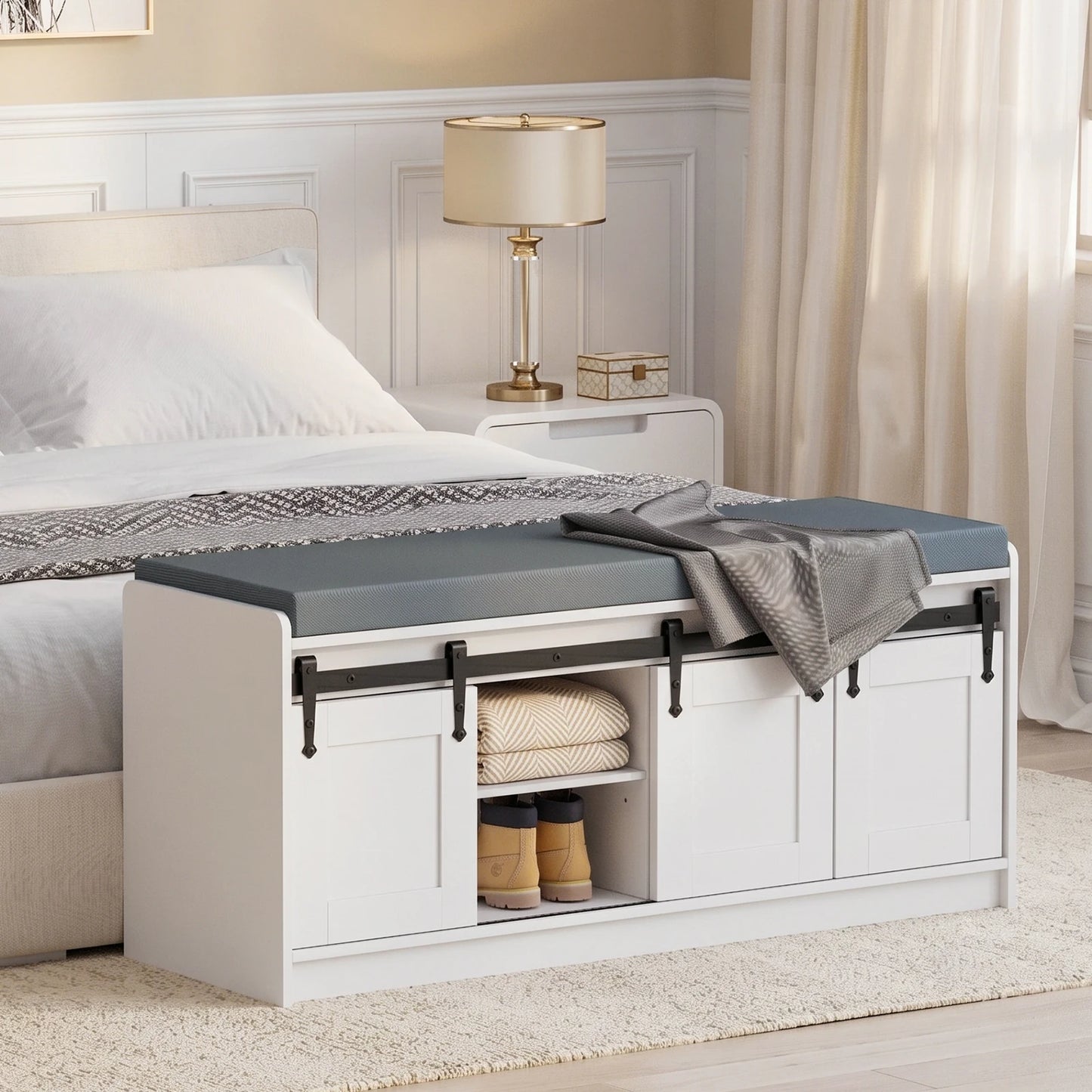 41.7-Inch Shoe Storage Bench with Cushioned Seat
