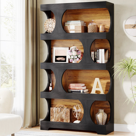 71-Inch 4-Tier S-Shaped Bookcase