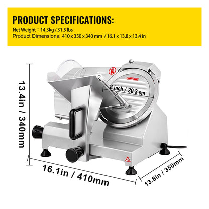 Adjustable 8/10-Inch Electric Meat Slicer