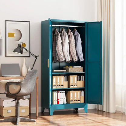71-Inch Freestanding Convertible Metal Wardrobe