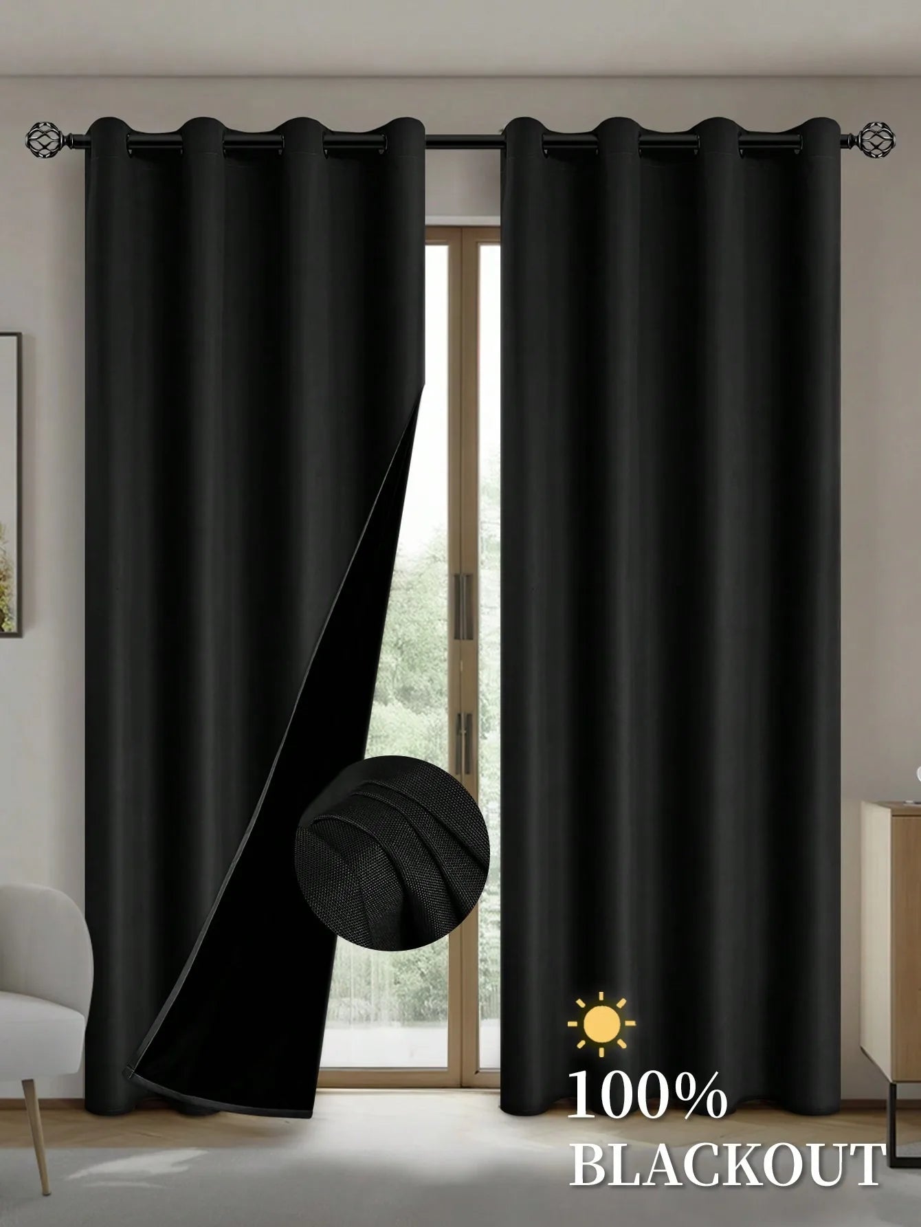 Solid Blackout Grommet Curtain
