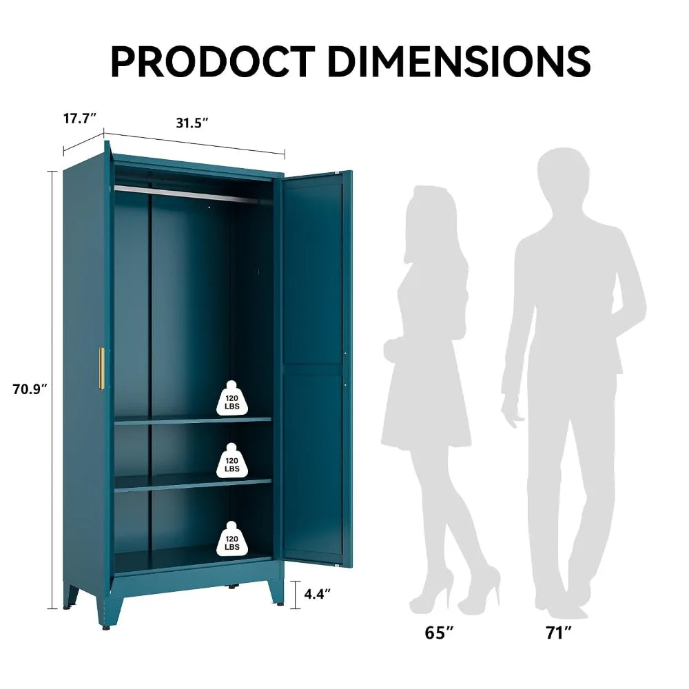 71-Inch Freestanding Convertible Metal Wardrobe