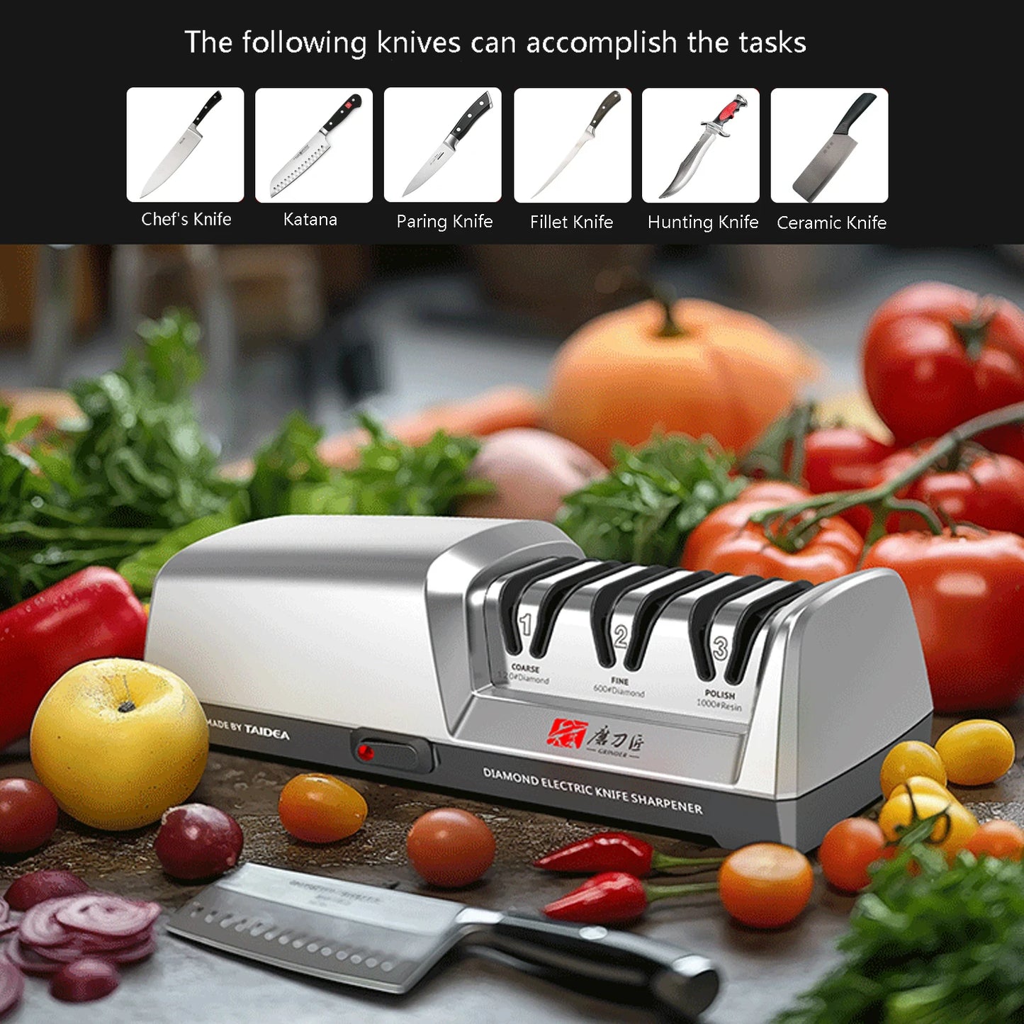 Three-Stage Electric Knife Sharpener