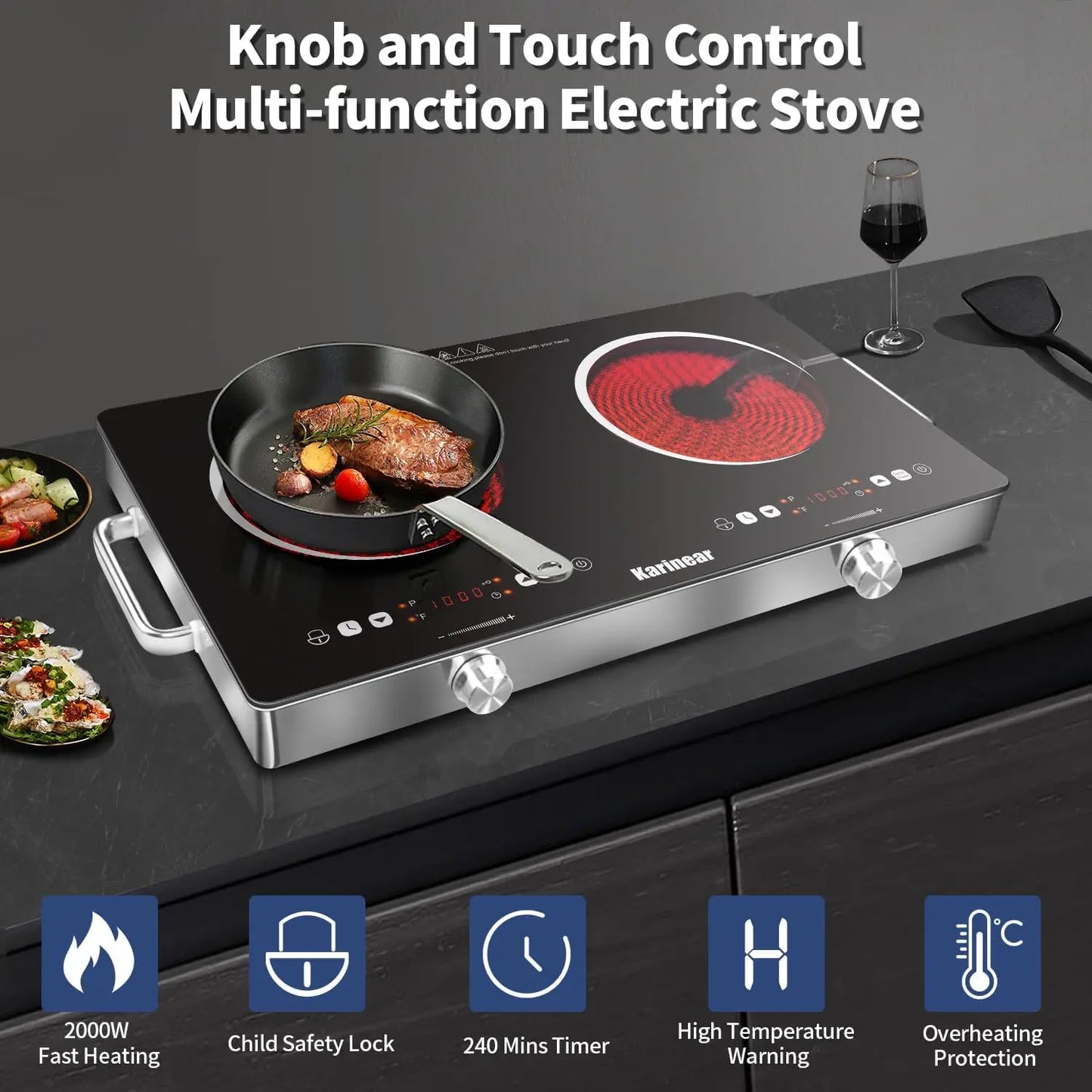 22-Inch Two-Zone 3,200-Watt Ceramic Cooktop
