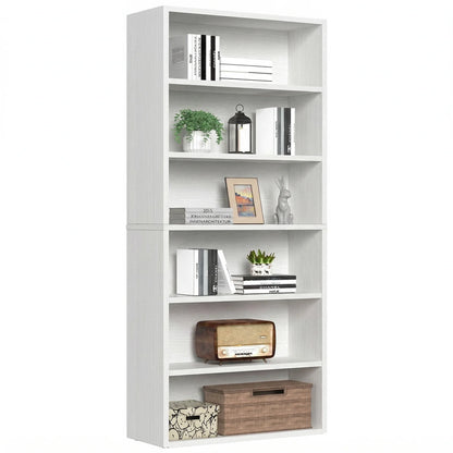 63-Inch 6-Shelf Wooden Bookcase