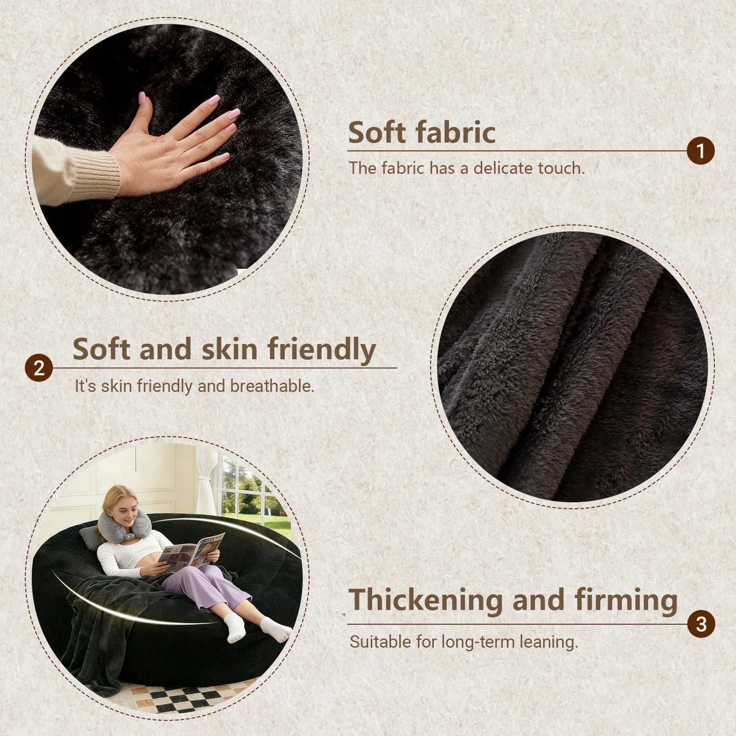 39.4 x 39.4 x 23.6-Inch Memory Foam Beanbag Chair