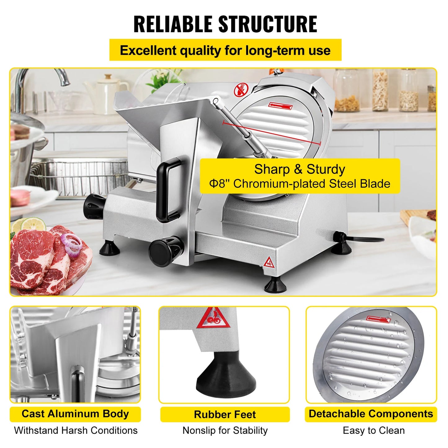 Adjustable 8/10-Inch Electric Meat Slicer