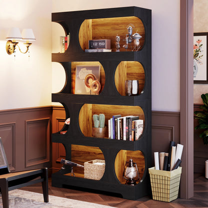 71-Inch 4-Tier S-Shaped Bookcase