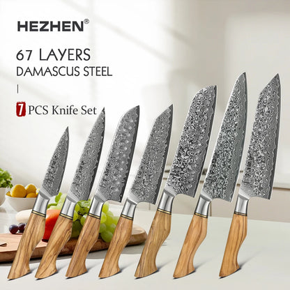 Damascus Steel Kitchen Knife Set