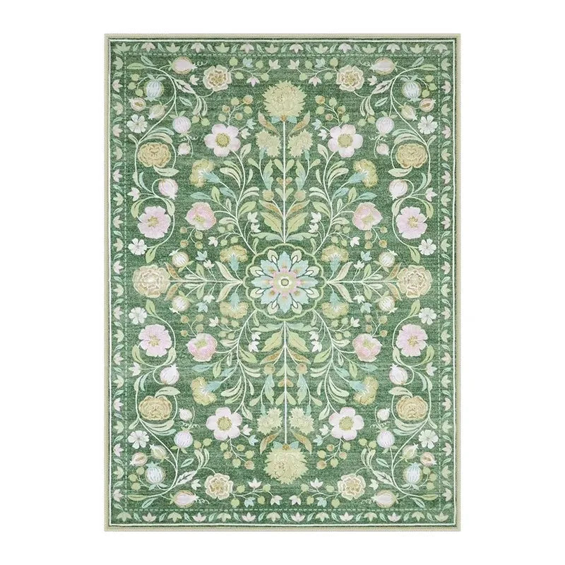Washable Pink Floral Area Rug