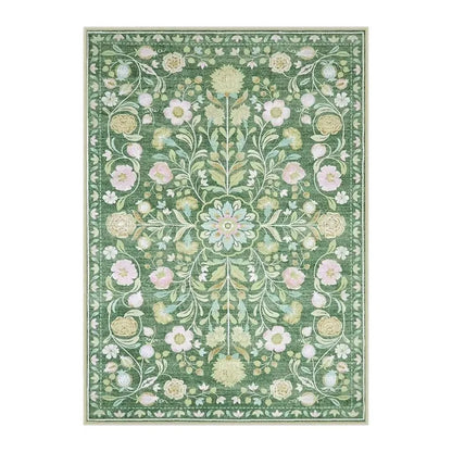 Washable Pink Floral Area Rug