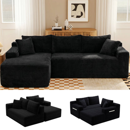 94.5-Inch Modular Corduroy Sectional Sofa