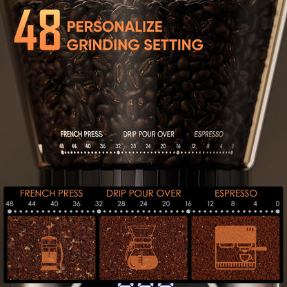48-Setting Electric Conical Burr Coffee Grinder