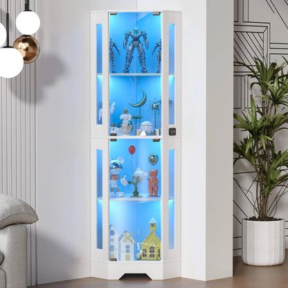 4-Tier Lighted Glass Display Cabinet