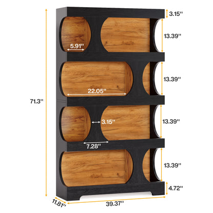 71-Inch 4-Tier S-Shaped Bookcase