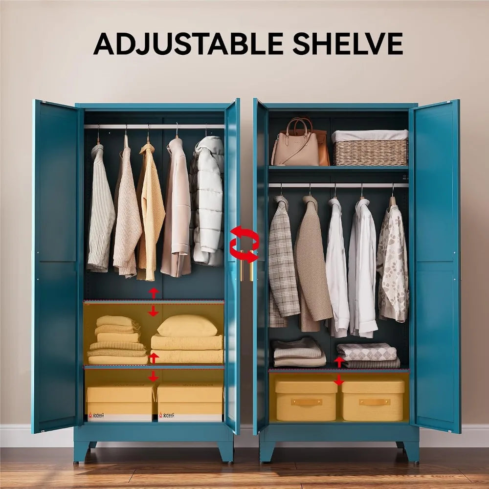 71-Inch Freestanding Convertible Metal Wardrobe