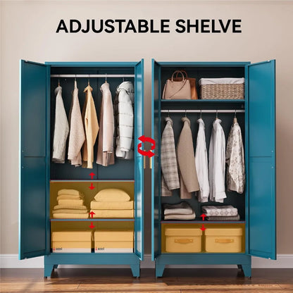 71-Inch Freestanding Convertible Metal Wardrobe