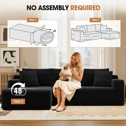 94.5-Inch Modular Corduroy Sectional Sofa