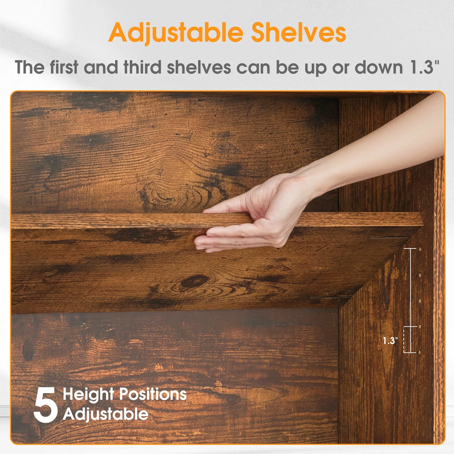 63-Inch 6-Shelf Wooden Bookcase