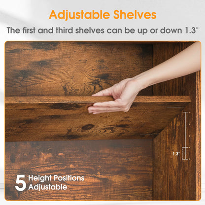 63-Inch 6-Shelf Wooden Bookcase