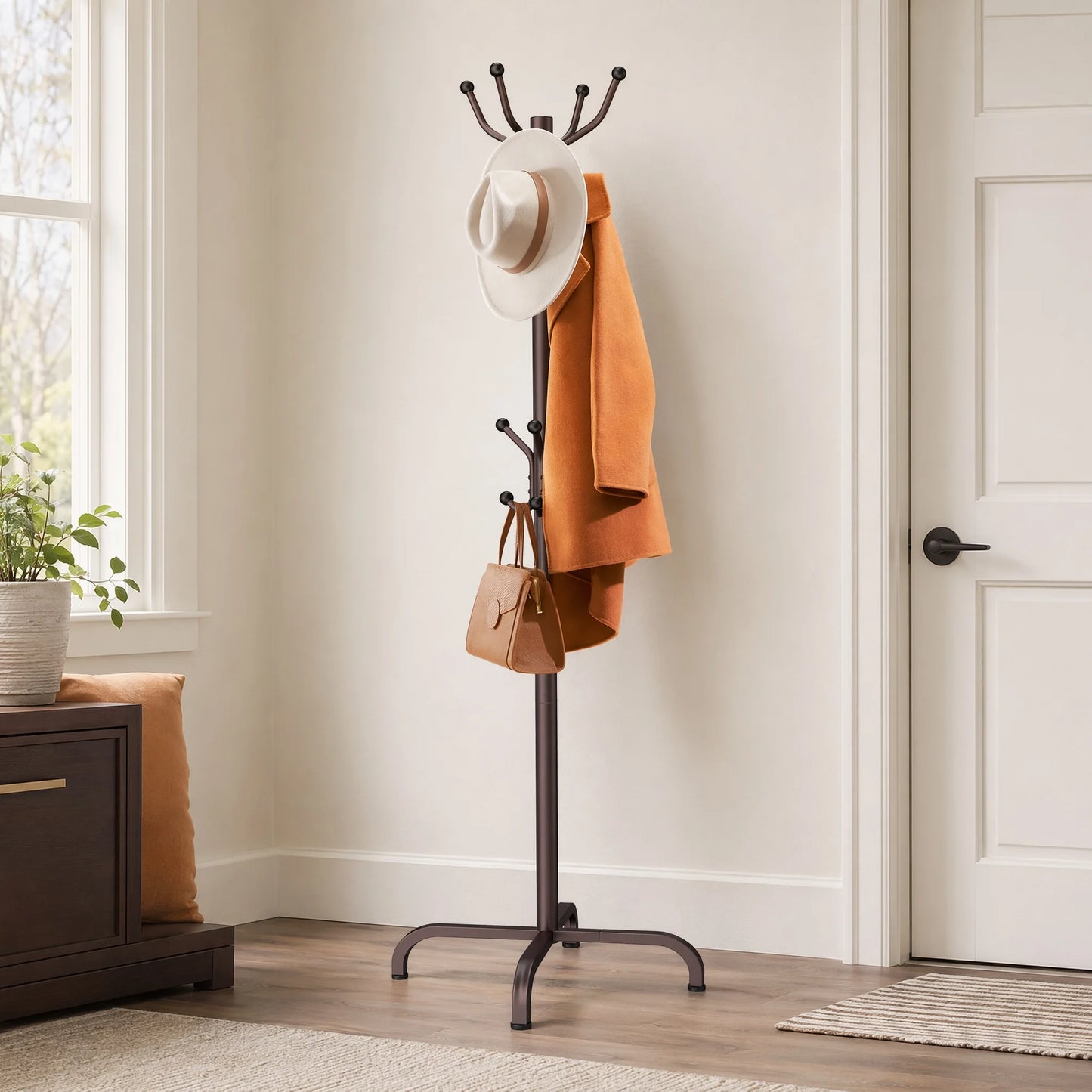 14-Hook Freestanding Metal Coat Rack
